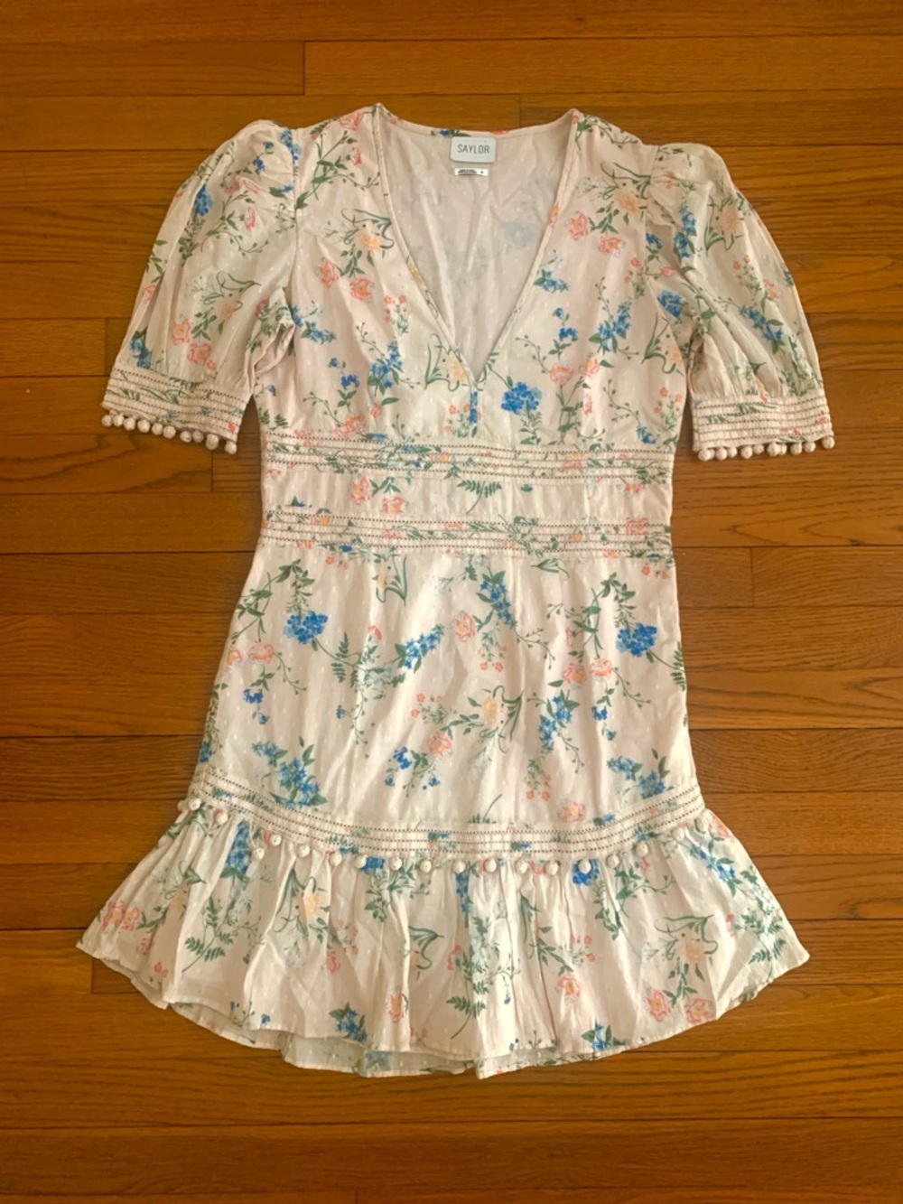 SAYLOR FLORAL COTTON MINI DRESS MEDIUM ORIG $220.-